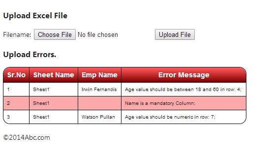 uploaded the excel file